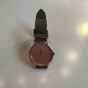 Rose Gold Watch with Gray Strap